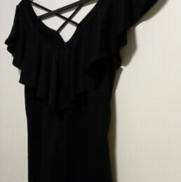 Ladies Top-Sz. L/G 11-13-Black Sleeveless V Neck w/Ruffled Collar/Neck Line - Picture 6 of 10